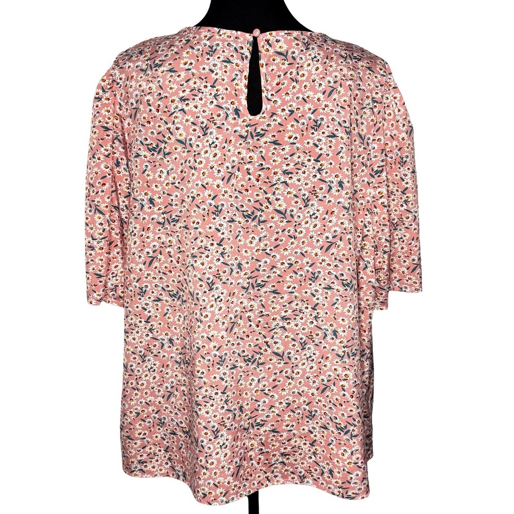 Emery Rose Pink Ditsy Floral Puff Sleeve Blouse 4X Boho Cottagecore Daisy Top - Picture 3 of 9